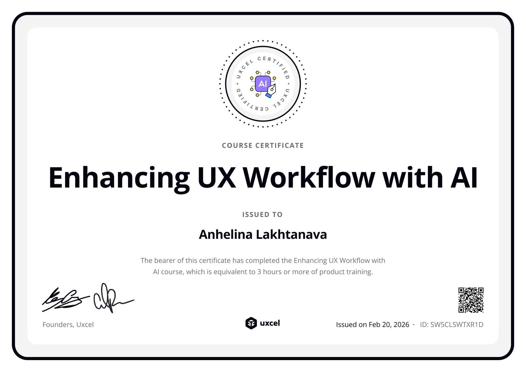 Anhelina Lakhtanava's certificate